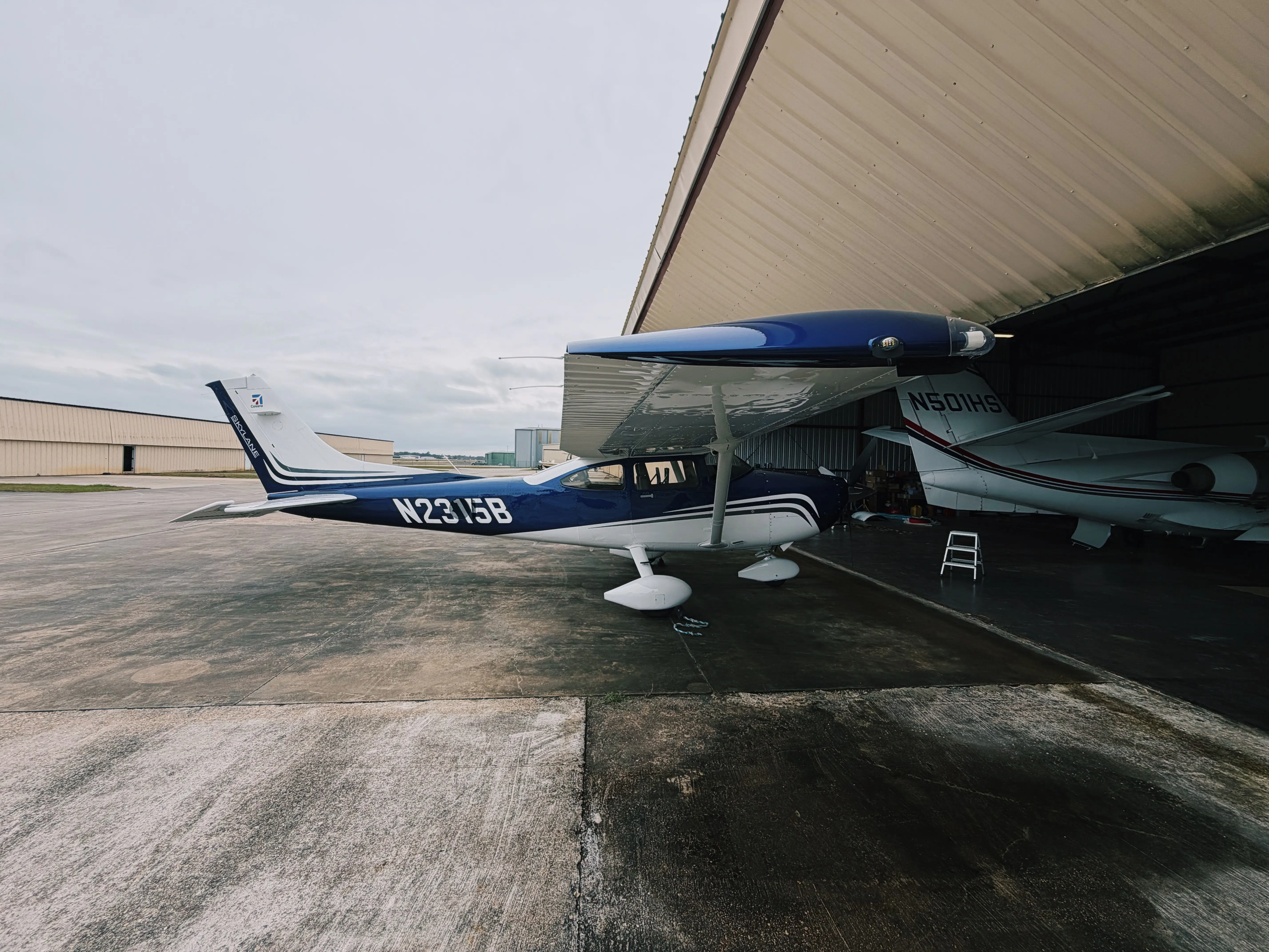 Aircraft being checked for airworthiness directive compliance at Universal Aircraft Solution